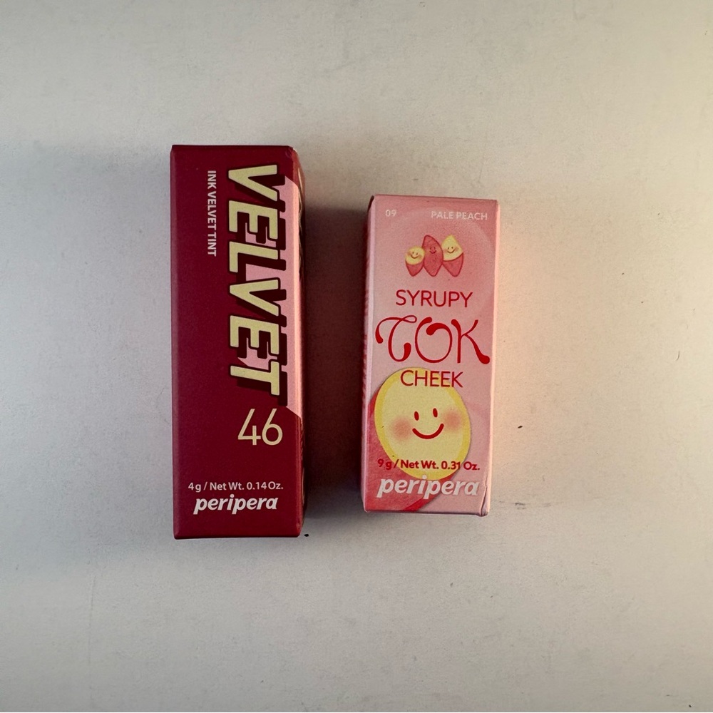 Two PERIPERA Syrupy Tok Cheek‎ 09 PALE PEACH Ink Velvet Tint Pink Mauve Nude 46